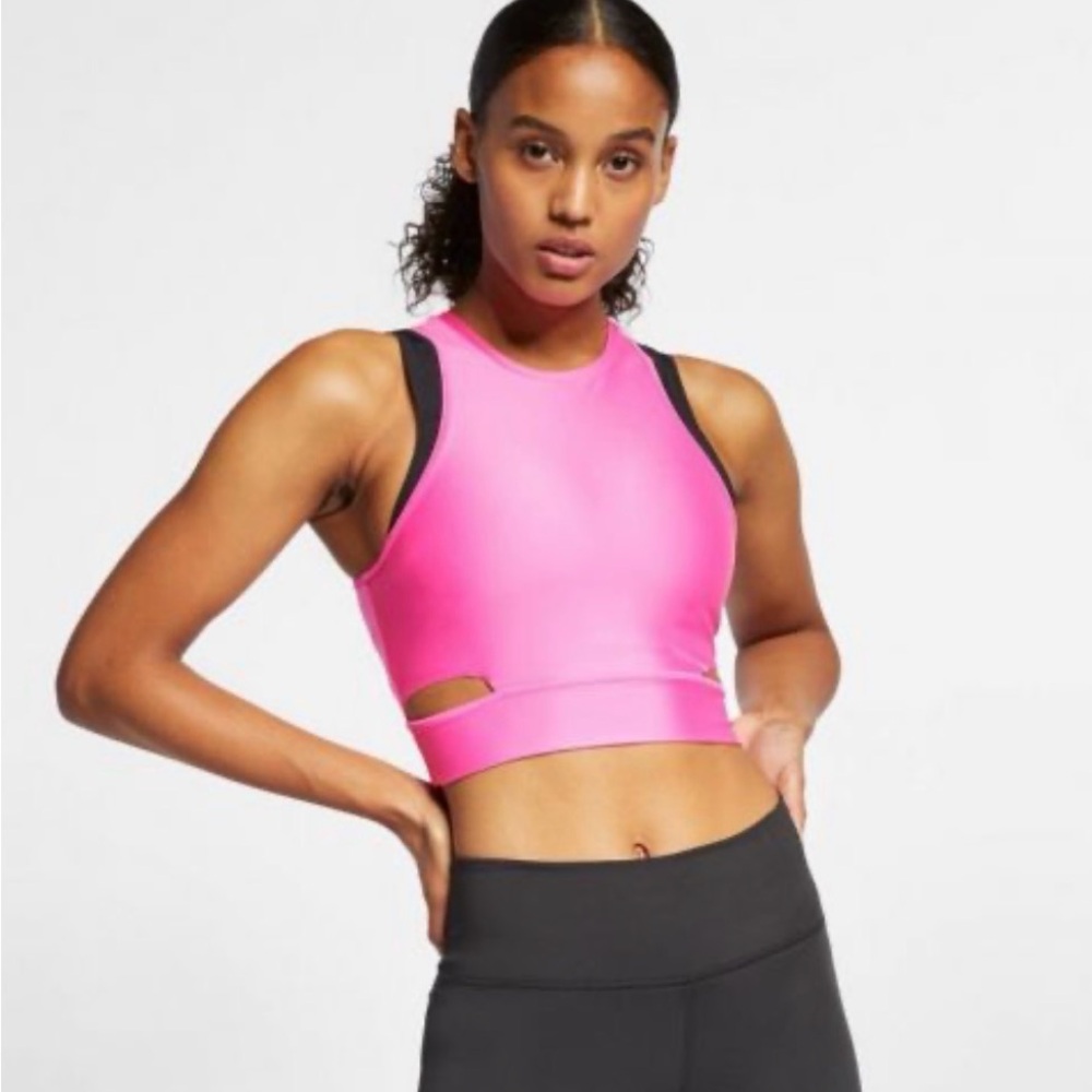 Nike Pink Cutout Racerback Crop Tank Top